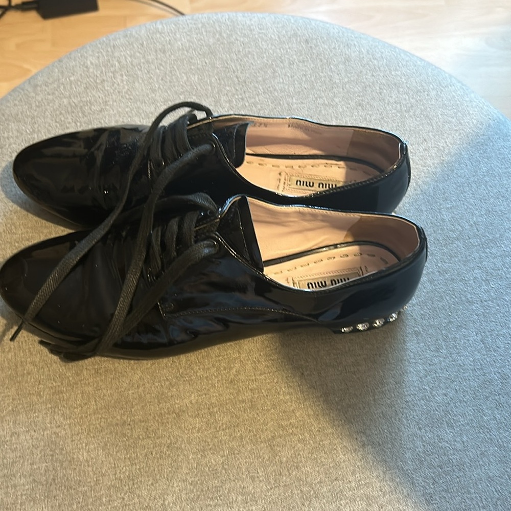 Miu Miu Black Leather Crystal Derby Size 7 1/2 perfect for Christmas parties!๐ช
๐ - Picture 2 of 16